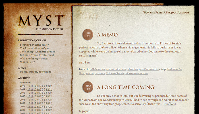 Myst: The Motion Picture Production Journal